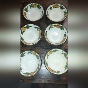 VTG Lot of 6 Stangl Handpainted Oatmeal Bowls Dessert Sculptured Fruit Design